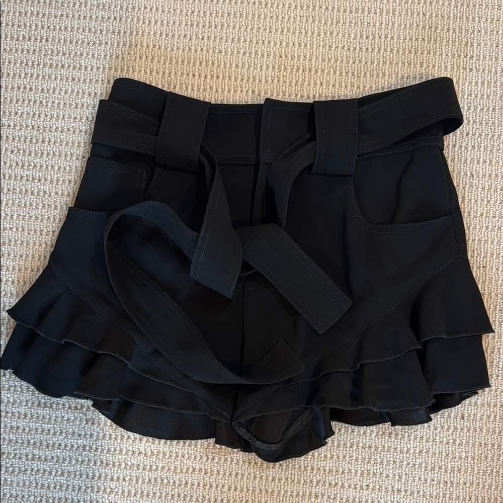 Elegant Black Ruffle Shorts